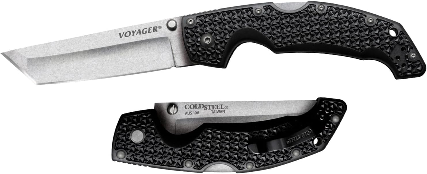 Cold Steel Voyager Large Folding Knife with Griv-Ex Handle and Tri-Ad Lock