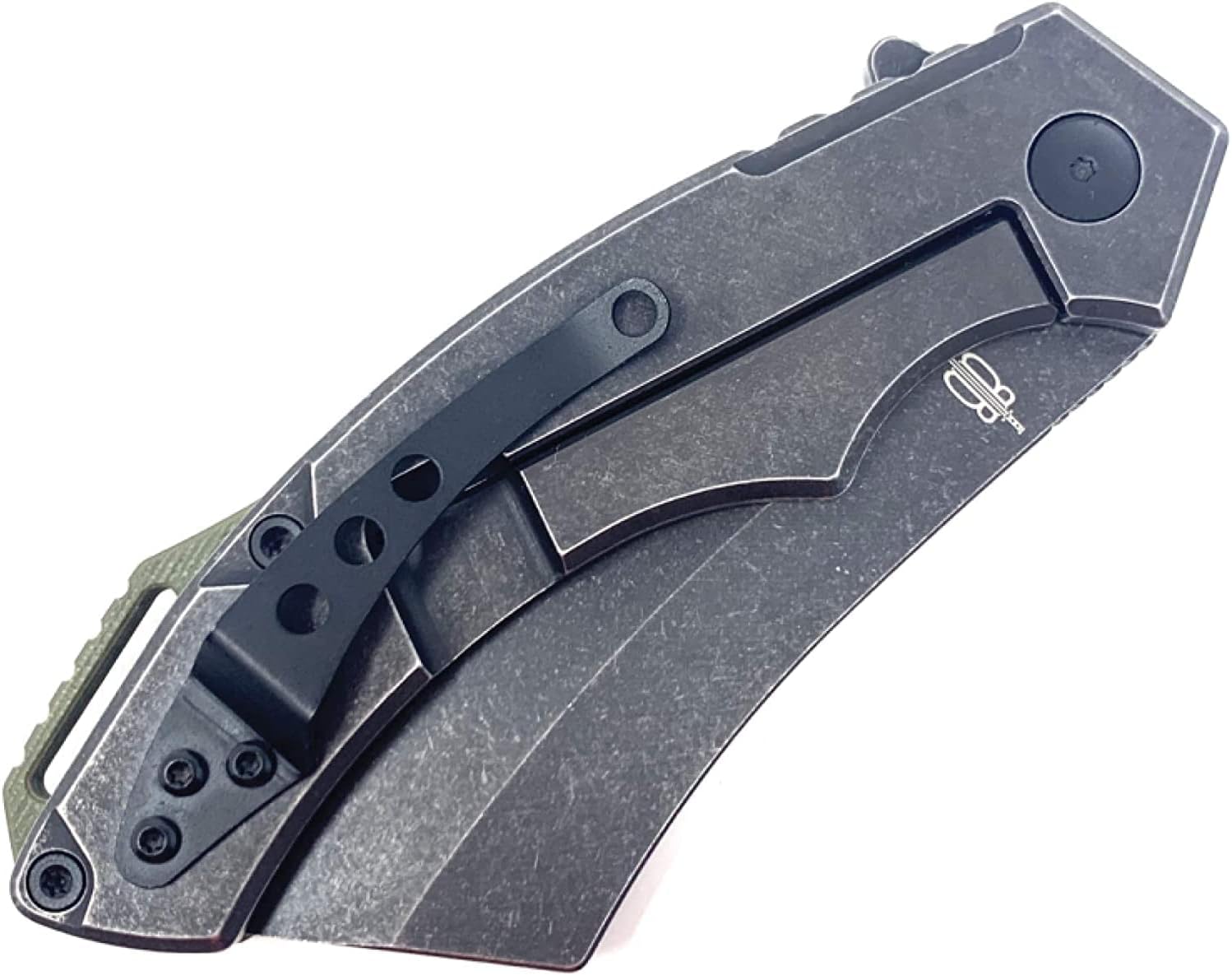 BucknBear EDC Cleaver Pocket Knife, 3.6 Inch Blade, Carbon Fiber Handle