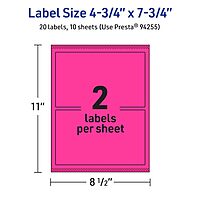 Avery Printable Rectangle Labels, Sure Feed Technology, 4-3/4" x 7-3/4", Neon Magenta Labels, Print-to-The-Edge