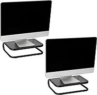 Mind Reader Monitor Stand, Set of 2, Ventilated Laptop Riser, Desktop Organizer, Metal, 14.25"L x 11"W x 4.25"H