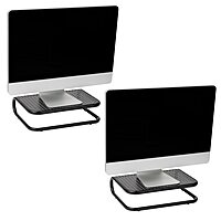 Mind Reader Monitor Stand, Set of 2, Ventilated Laptop Riser, Desktop Organizer, Metal, 14.25"L x 11"W x 4.25"H, Black 2 Pack 2 Pack