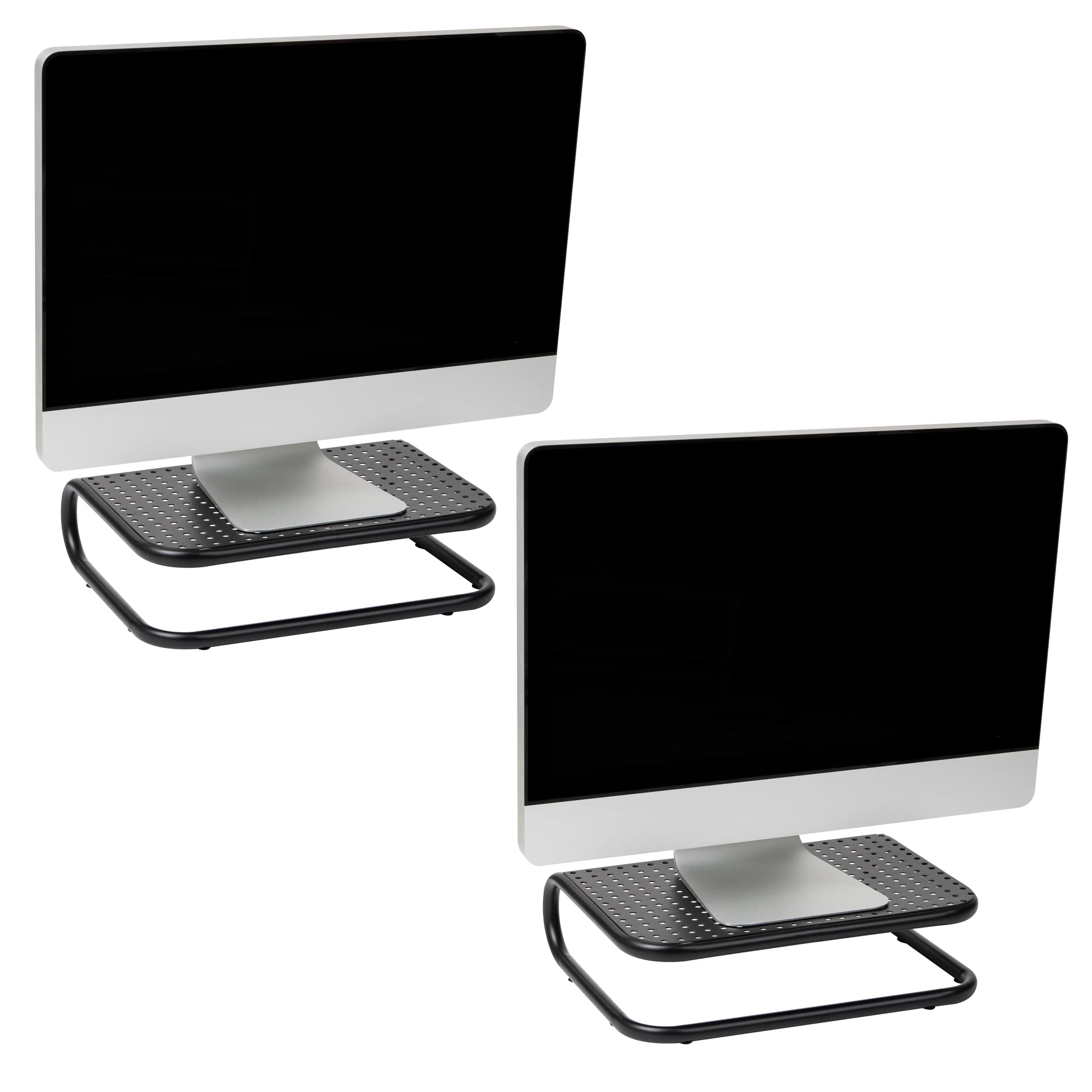 Mind Reader Monitor Stand, Set of 2, Ventilated Laptop Riser, Desktop Organizer, Metal, 14.25"L x 11"W x 4.25"H