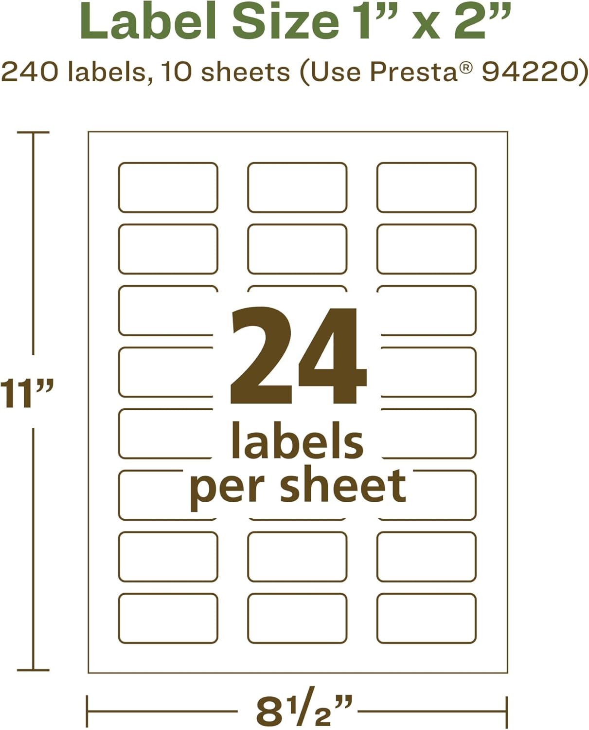 Avery EcoFriendly Matte White Recycled Rectangle Labels, 1" x 2", Print-to-The-Edge, Matte White Labels, Permanent Adhesive