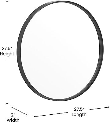 Flash Furniture Jennifer Large Round Wall Mirror - Black Circle Accent Mirror - 27.5" Vanity Mirror - for Bathroom, Vanity