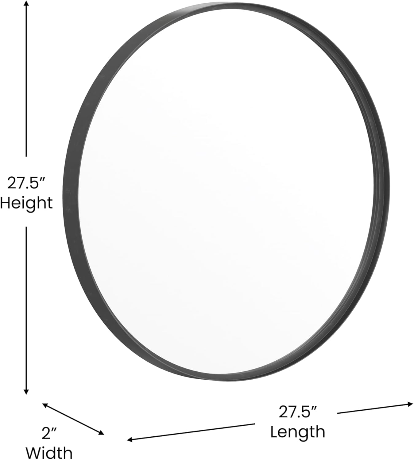 Flash Furniture Jennifer Large Round Wall Mirror - Black Circle Accent Mirror - 27.5" Vanity Mirror - for Bathroom, Vanity