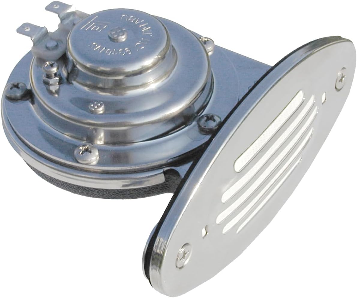 Schmitt Marine Mini Stainless Steel Single Drop-In Horn w/Stainless Steel Grill - 12V Low Pitch