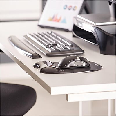 Fellowes Crystal Gel Keyboard Wrist Rest - Black (9112201) - 0.63in x 2.31in x 18.56in Dimension - Black - Gel