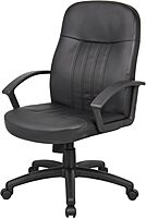 Boss Office Products Ergonomic Mid-Back Leather Chair, Black