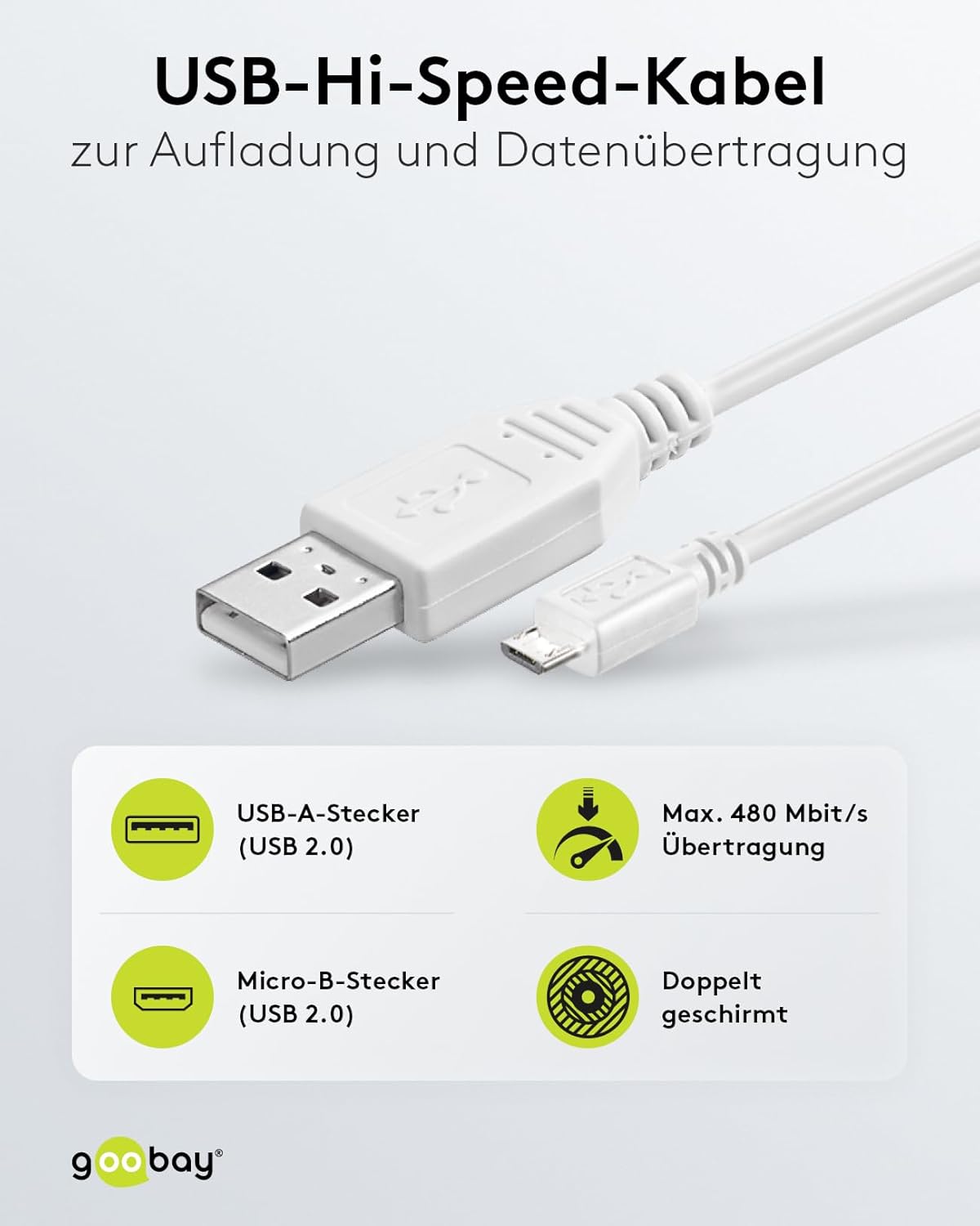 MANHATTAN A-Male to Micro B-Male USB 2.0 Cable 3' (323987) USB-A to Micro-USB Cable 1m White
