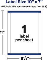 Avery Matte White Removable Rectangle Labels, Sure Feed Technology, 10" x 7"