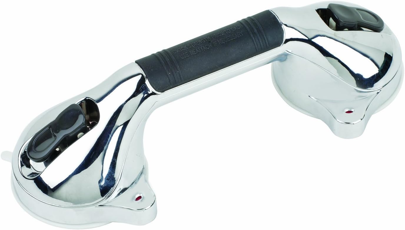 HealthSmart 12" Suction Cup Grab Bar, Safety Hand Rail, Support - Handicap, Elderly, Injury, Senior Assist
