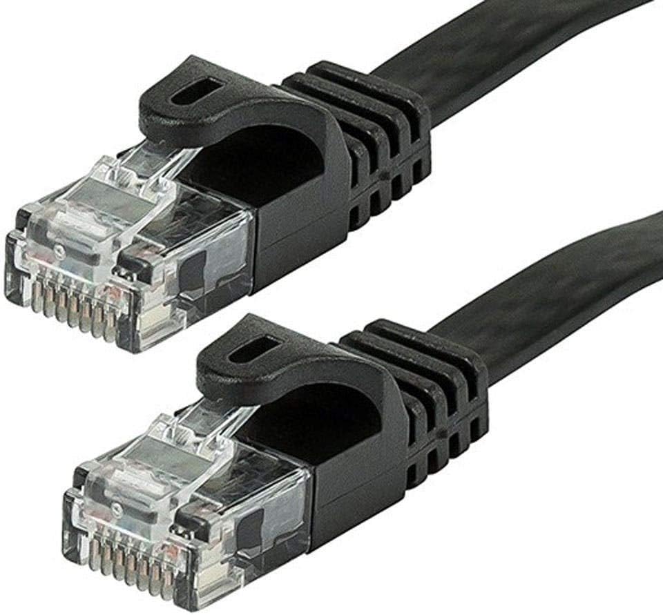 Monoprice Cat6 10ft Black Flat Patch Cable UTP 30AWG 550MHz Pure Bare Copper Snagless RJ45 Flexboot Series Ethernet Cable