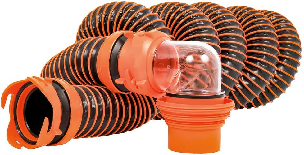 Camco RhinoEXTREME 15' Sewer Hose Kit w/ Swivel Fitting 4 In 1 Elbow Caps