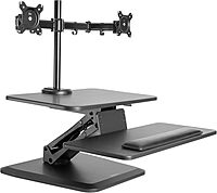 Mount-It! Standing Desk Converter, Stand Up Desk Riser with Dual Monitor Mount, Adjustable Workstation in Black, Top Platform 23" Wide, Keyboard Mouse Tray 27" Wide, Raises 5" to 17" Tall