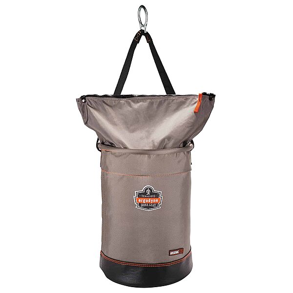 Ergodyne Arsenal 5973 Large Nylon Hoist Bucket Tool Bag - D-Rings, Zipper Top, Gray