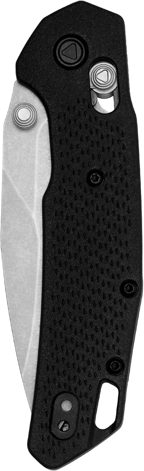 Kershaw Heist Folding Pocket Knife, 3.2 inch Clip Point D2 Steel Blade, Stonewashed Finish, DuraLock Locking Mechanism, Black