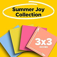 Post-it Super Sticky Notes, 3-inch x 3-inch, Summer Joy Collection, 70 Sheet/Pad, 24 Pads/Pack (654-24SSJOY-CP)