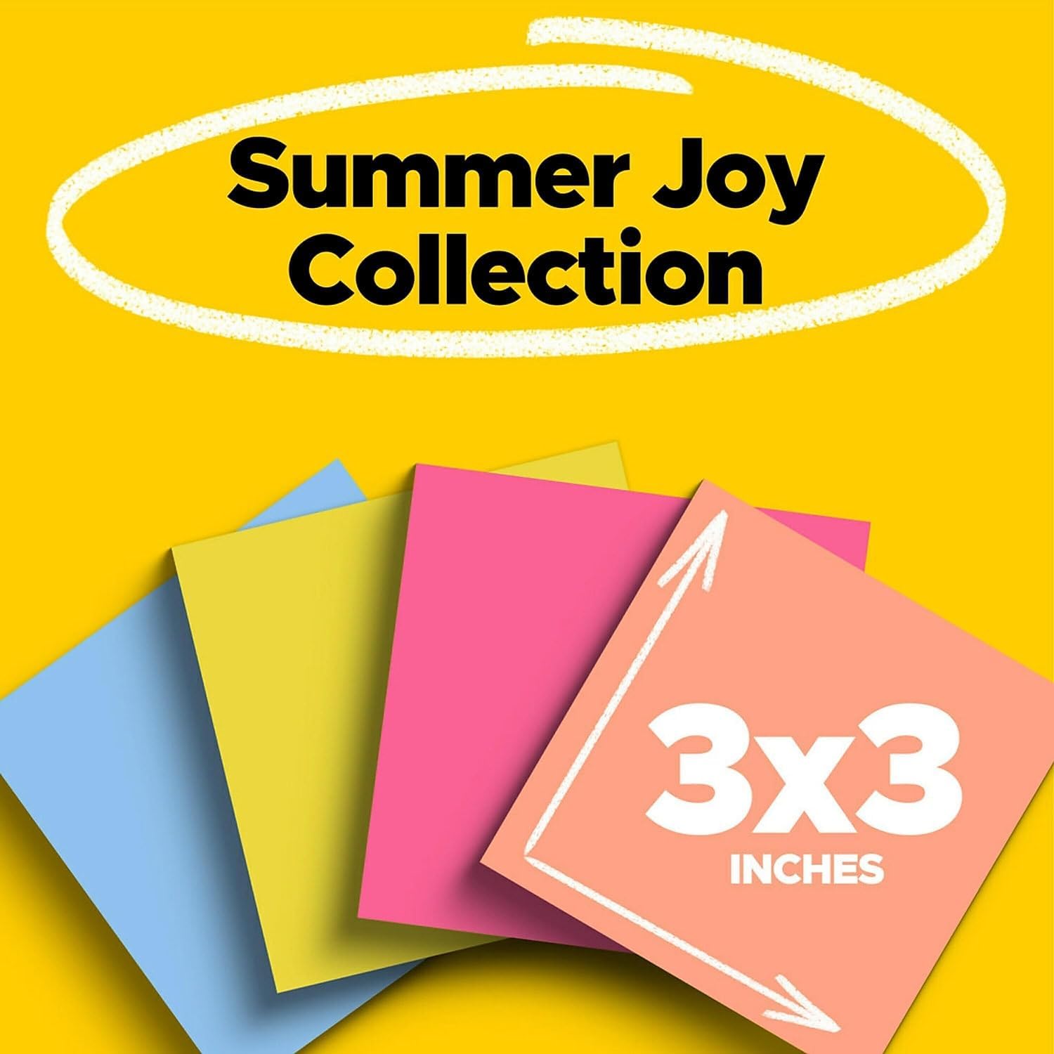 Post-it Super Sticky Notes, 3-inch x 3-inch, Summer Joy Collection, 70 Sheet/Pad, 24 Pads/Pack (654-24SSJOY-CP)