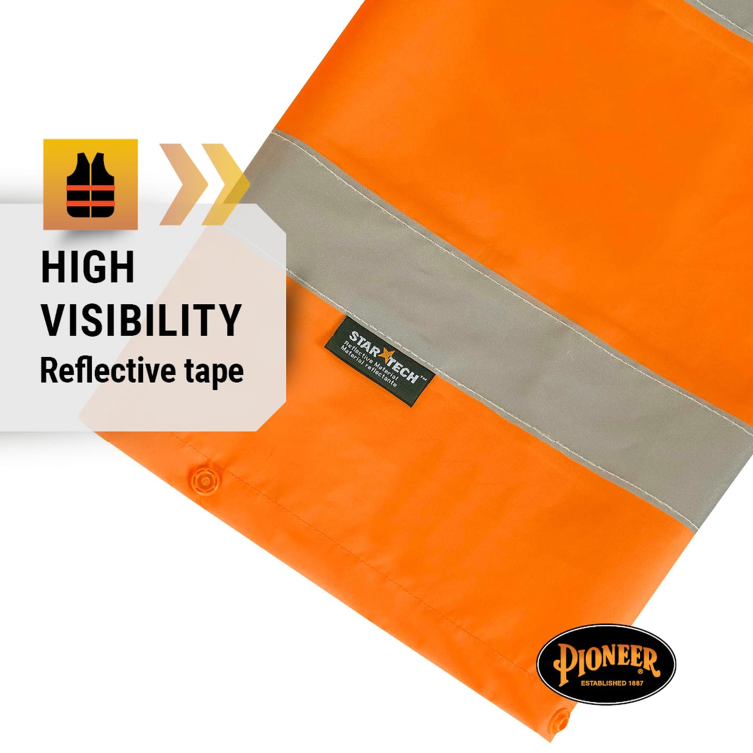 Pioneer High Visibility Rain Gear Safety Jacket and Bib Pants – Hi Vis Waterproof Reflective PVC Work Suit for Men