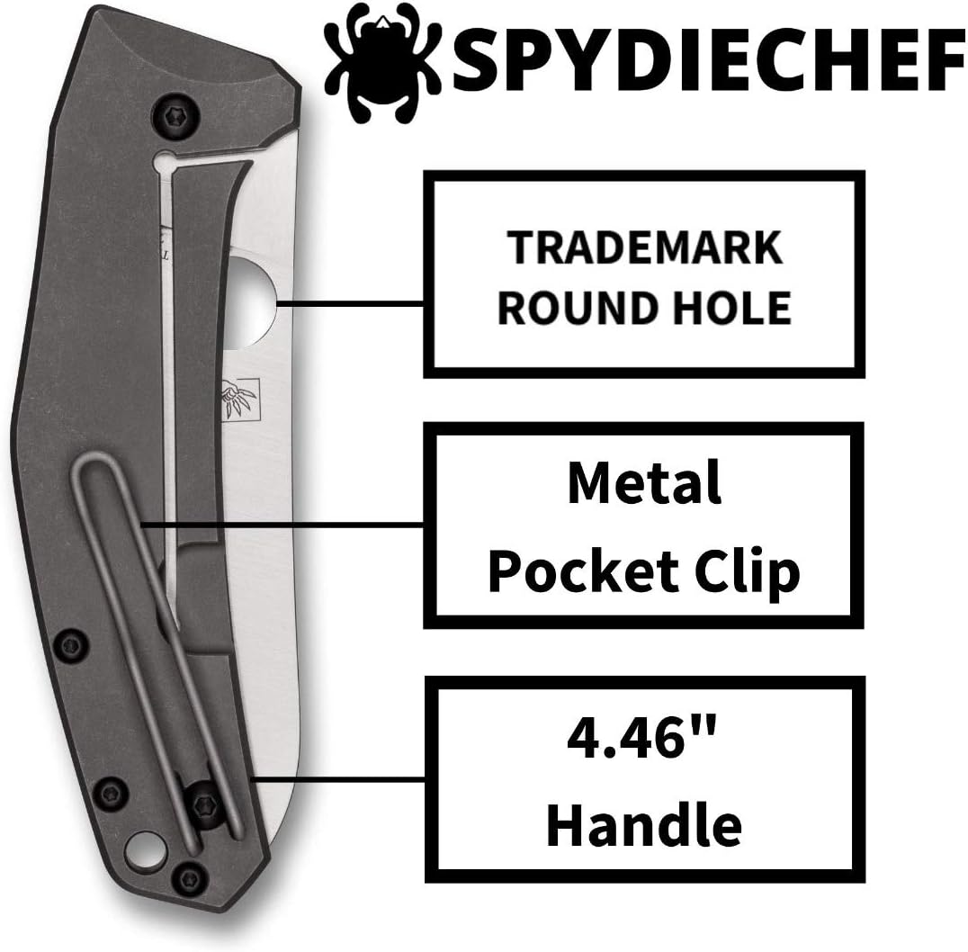 Spyderco Spydiechef Premium Chef Knife with 3.32" LC200N Ultra-Corrosion-Resistant Steel Blade and Titanium Handle