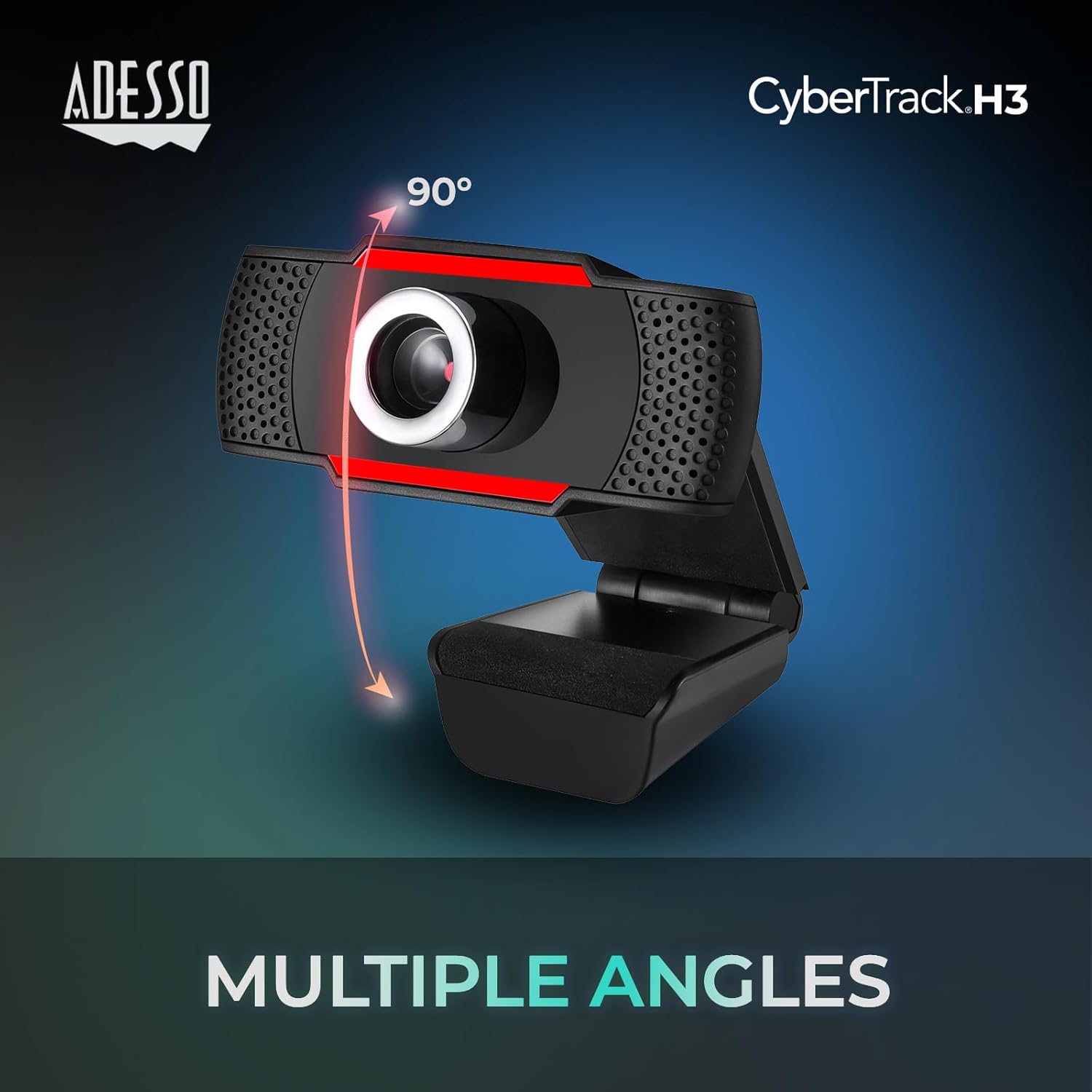 Adesso CyberTrack H3 Webcam, 2-3/16inH x 2-3/16inW x 2inD, AEOCYBERTRCKH3