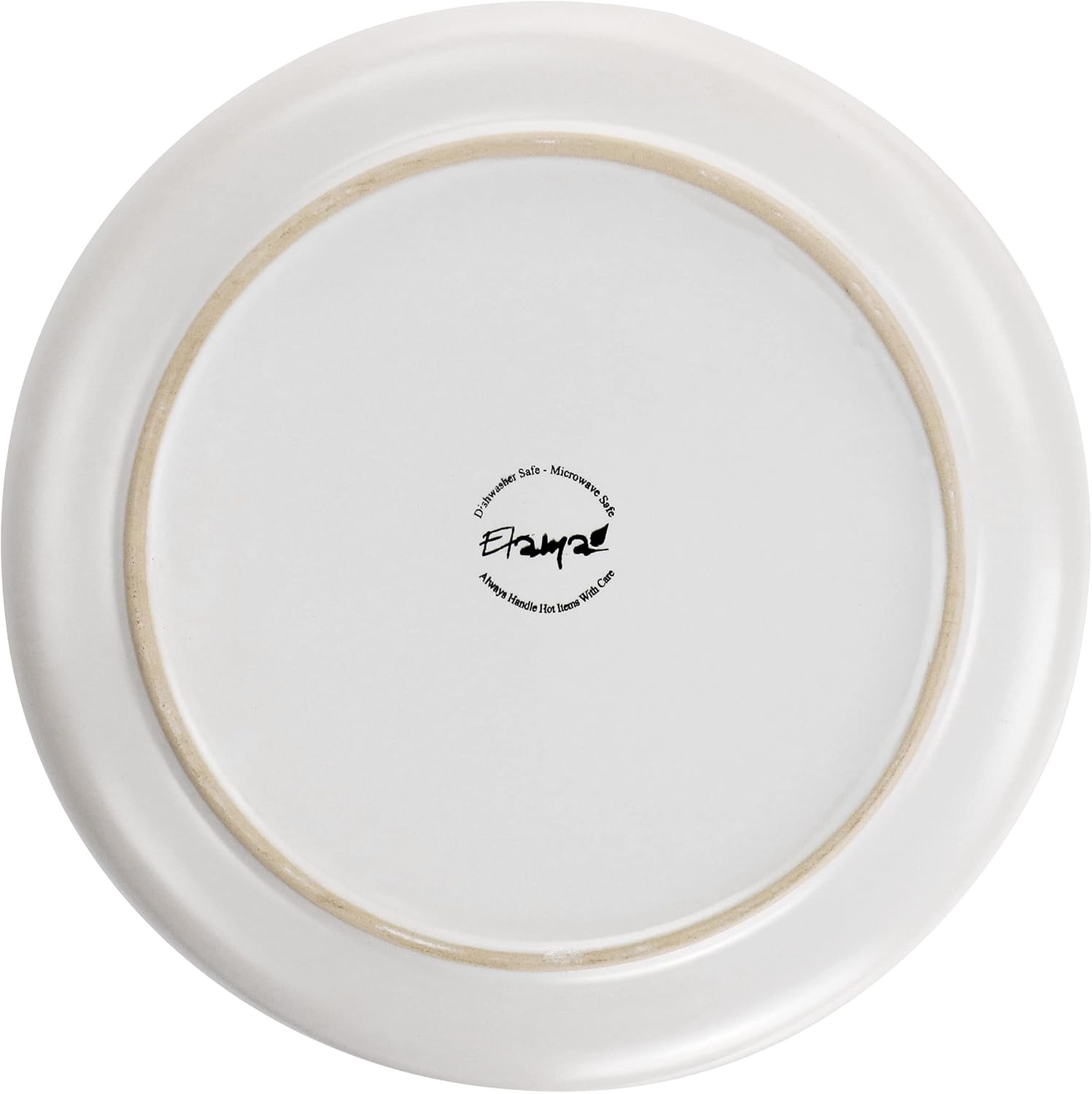 ELAMA Round Stoneware Dinner Plate Set with Gold Rim