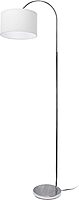 Simple Designs LF2005-WHT Arched Brushed Nickel Floor Lamp with White Fabric Shade White No Bulb