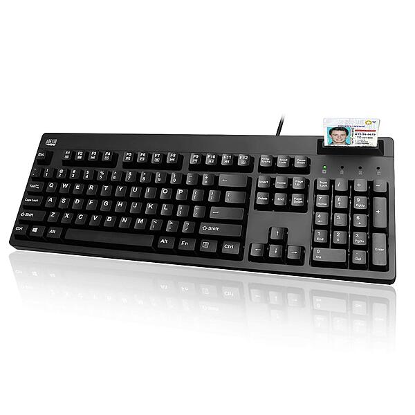 Adesso EasyTouch 630SB-TAA - Smart Card Reader Keyboard (TAA Compliant) - Cable Connectivity - USB Interface - 104 Key(s)
