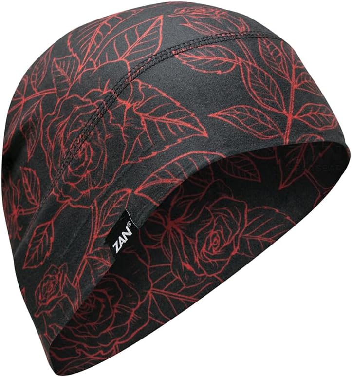 Zan® Helmet Liner/Beanie SportFlex® Series Red & Black Roses