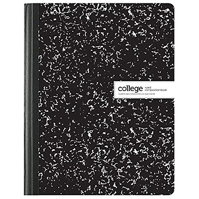 Office Depot® Brand Composition Books, 7-1/2" x 9-3/4", College Ruled, 100 Sheets, Black/White, Case Of 24 Notebooks