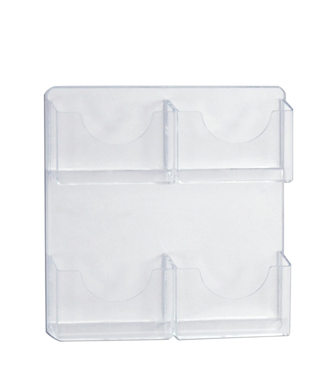 Azar Displays 4-Pocket Wall-Mount Bifold Brochure Holders, 14-5/8inH x 13inW x 1-3/4inD, Clear, Pack Of 2 Holders