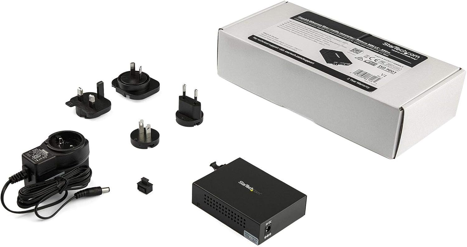 StarTech.com Gigabit Ethernet Fiber Media Converter - Compact - 850nm MM LC - 550m - With MM SFP Transceiver - MCM1110MMLC