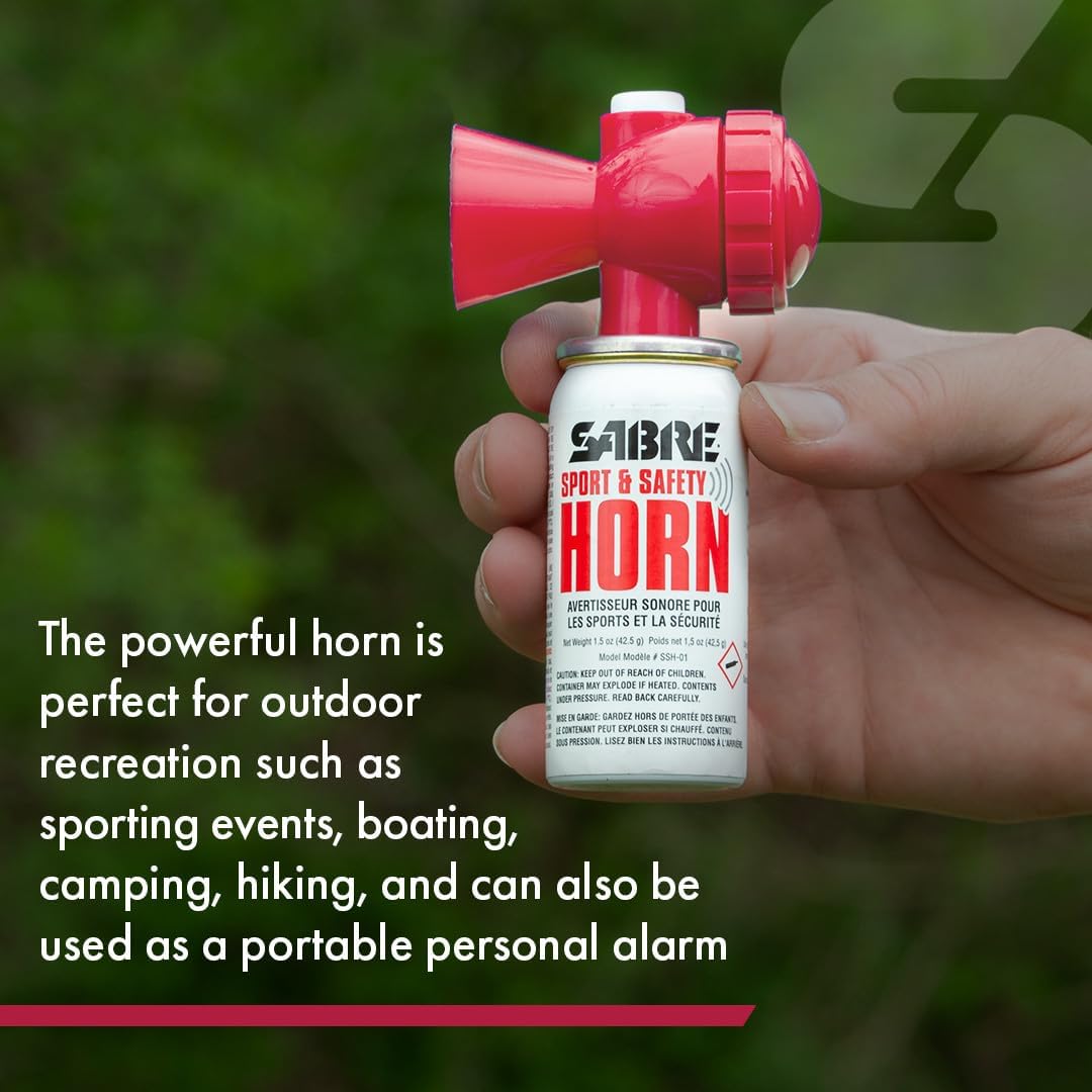 SABRE Sport and Safety Horn, 130 dB Air Horn, 60 ¼ Second or 25 ½ Second Bursts, Audible Up to 1/2-Miles (804-Meters)