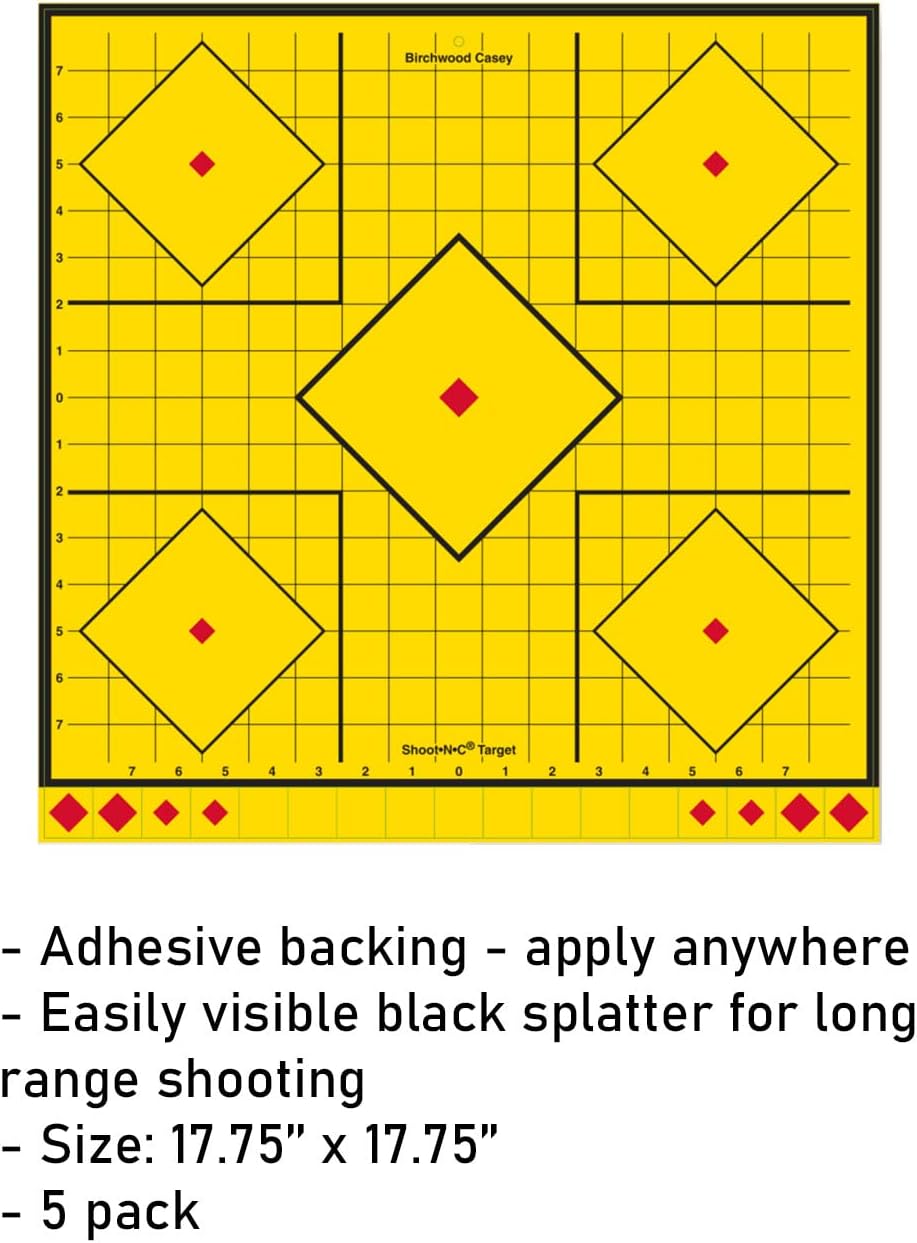 BIRCHWOOD CASEY Shoot-N-C Long Range Sight-in Always Flat Adhesive Back Shooting Training Reactive 17.75" Targets