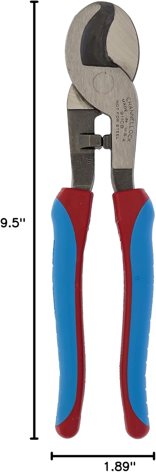 Channellock 911CB Cable Cutter, Shear Cut, 9-1/2 In, CODE BLUE Grip