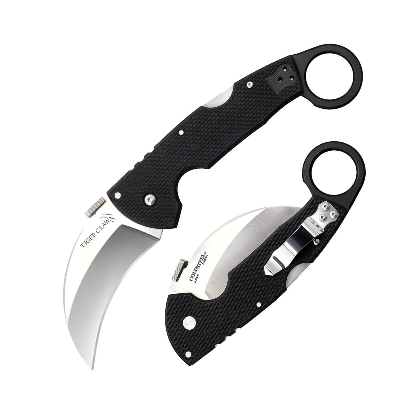 Cold Steel Tiger Claw Hawkbill Folding Knife with S35VN and G-10 Handle