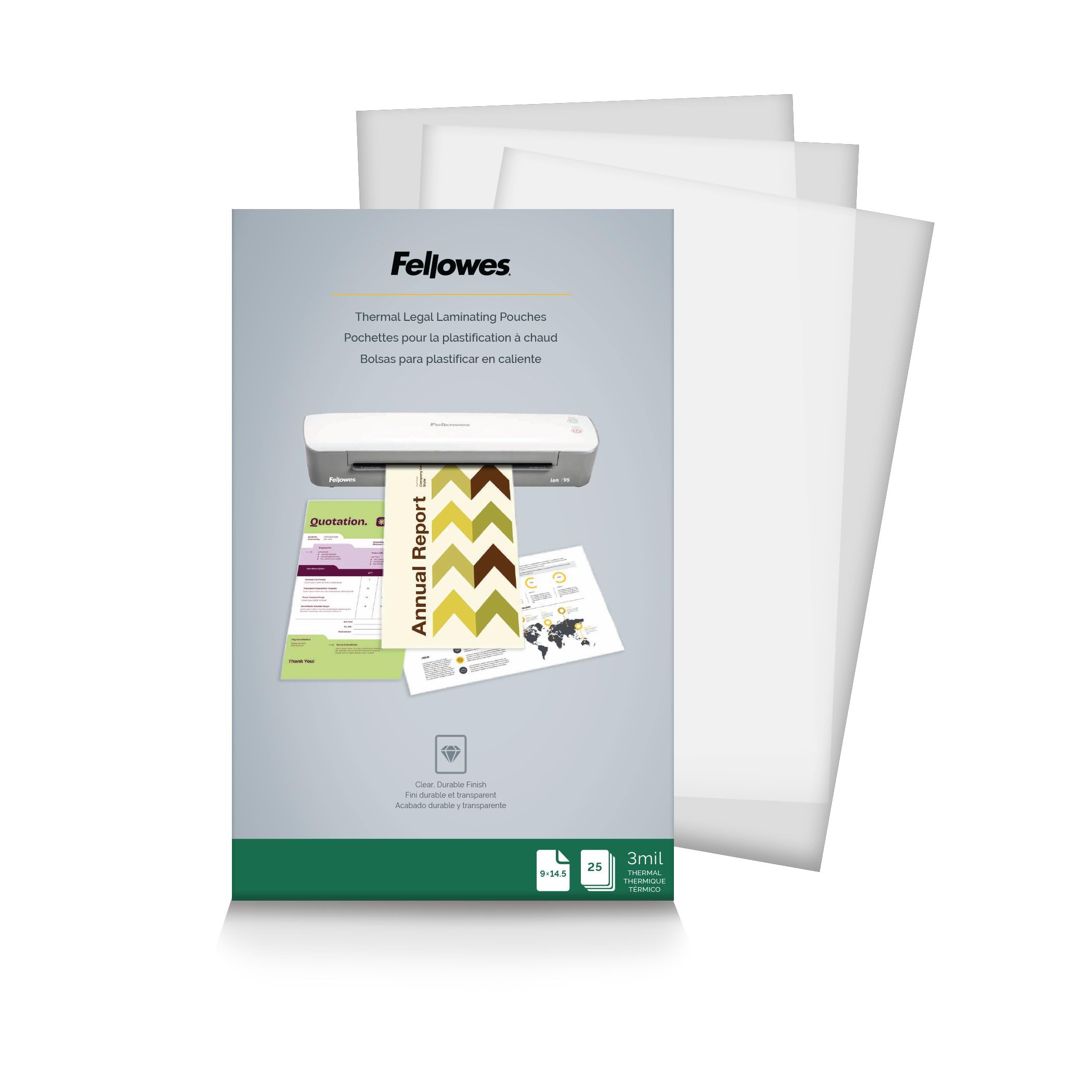 Fellowes Hot Laminating Pouches, Legal, 3 mil, 25 Pack (52006)