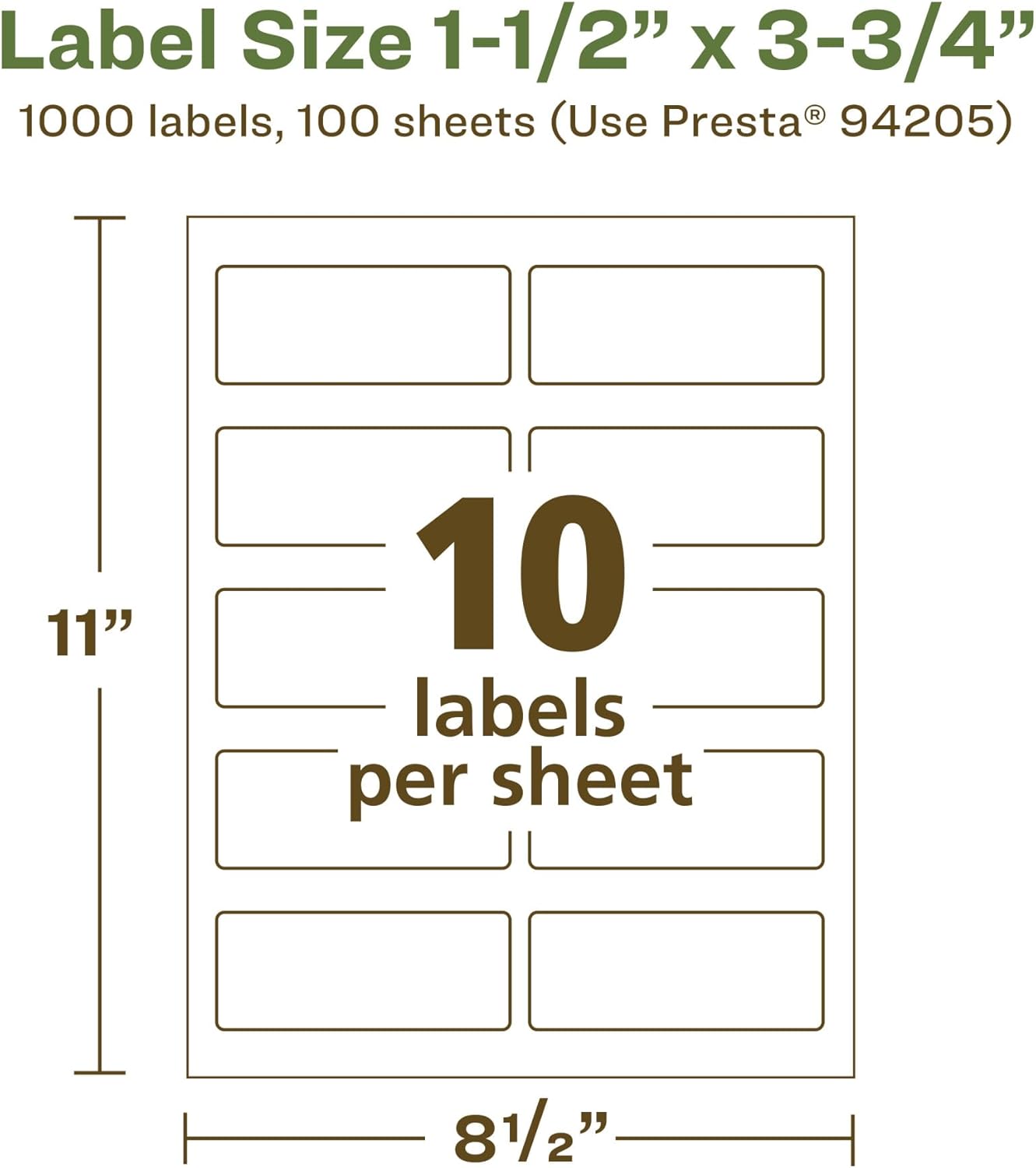 Avery EcoFriendly Matte White Recycled Rectangle Labels 1.5 x 3.75 Print-to-The-Edge Permanent Adhesive Laser/Inkjet