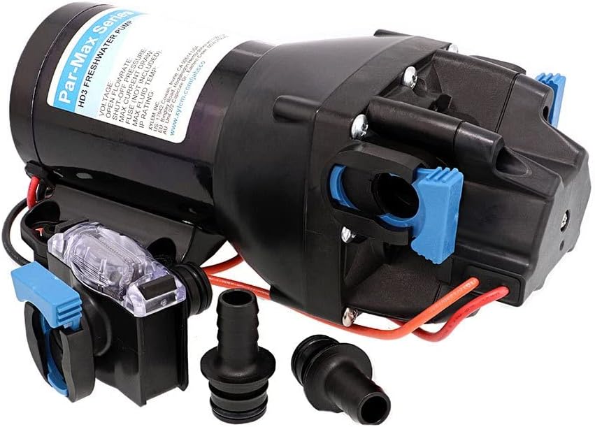Jabsco P601J-215S-3A, ParMax HD6-12V 6GPM 40PSI Heavy Duty Freshwater Delivery Pump, Black