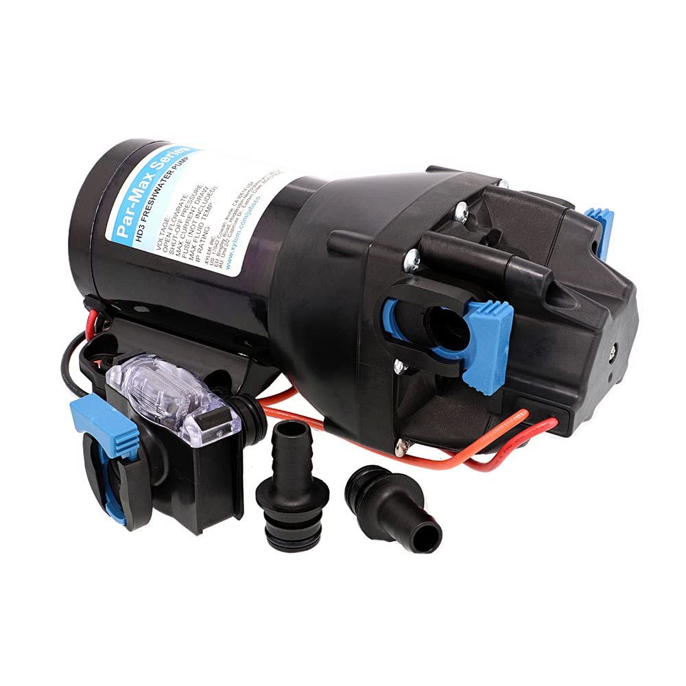 Jabsco P601J-215S-3A, ParMax HD6-12V 6GPM 40PSI Heavy Duty Freshwater Delivery Pump, Black