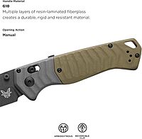 Benchmade - PSK Folding Knife with Gray & OD Green G10 Handle (593BK) OD Green G10 - Cerakote Finish