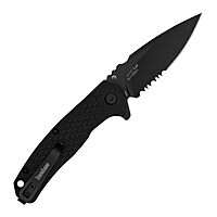 Kershaw Conduit Folding Pocket Knife, 2.9 inch Serrated Blade, Black Spearpoint Blade, Liner Lock, Pocketclip