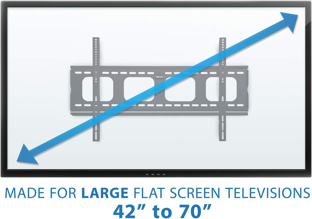 Mount-It! Low-Profile TV Mount | Flush Large TV Wall Mount | Slim Fixed Wall Mounting Bracket for 42-70 in. Screen Displays
