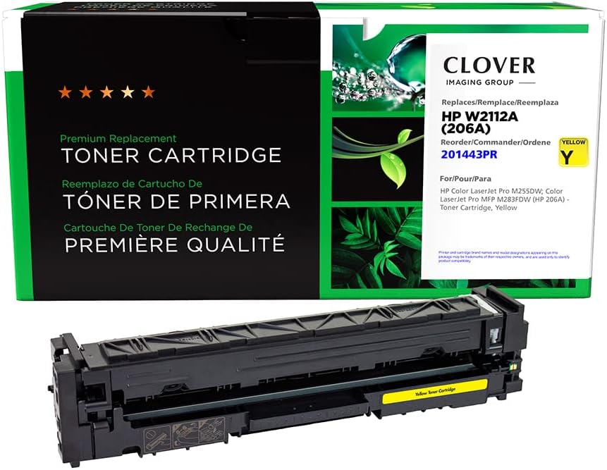 Clover Remanufactured Toner Cartridge (Reused OEM Chip) Replacement for HP 206A (W2112A) | Yellow