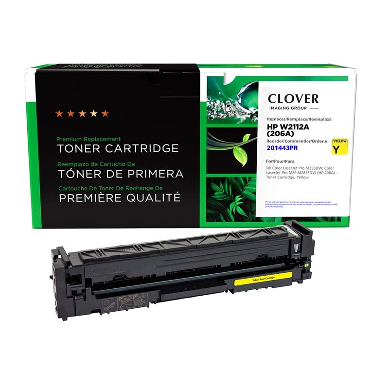 Clover Remanufactured Toner Cartridge (Reused OEM Chip) Replacement for HP 206A (W2112A) | Yellow