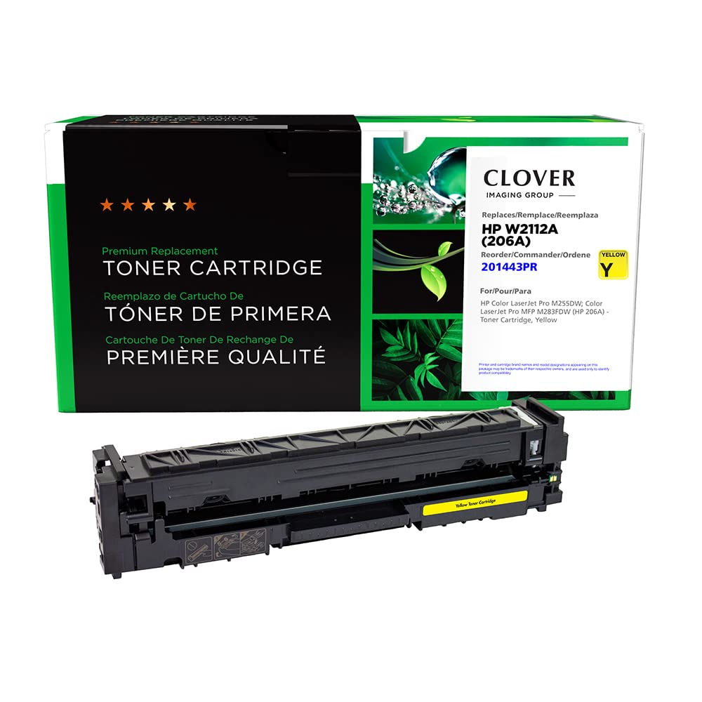 Clover Remanufactured Toner Cartridge (Reused OEM Chip) Replacement for HP 206A (W2112A) | Yellow