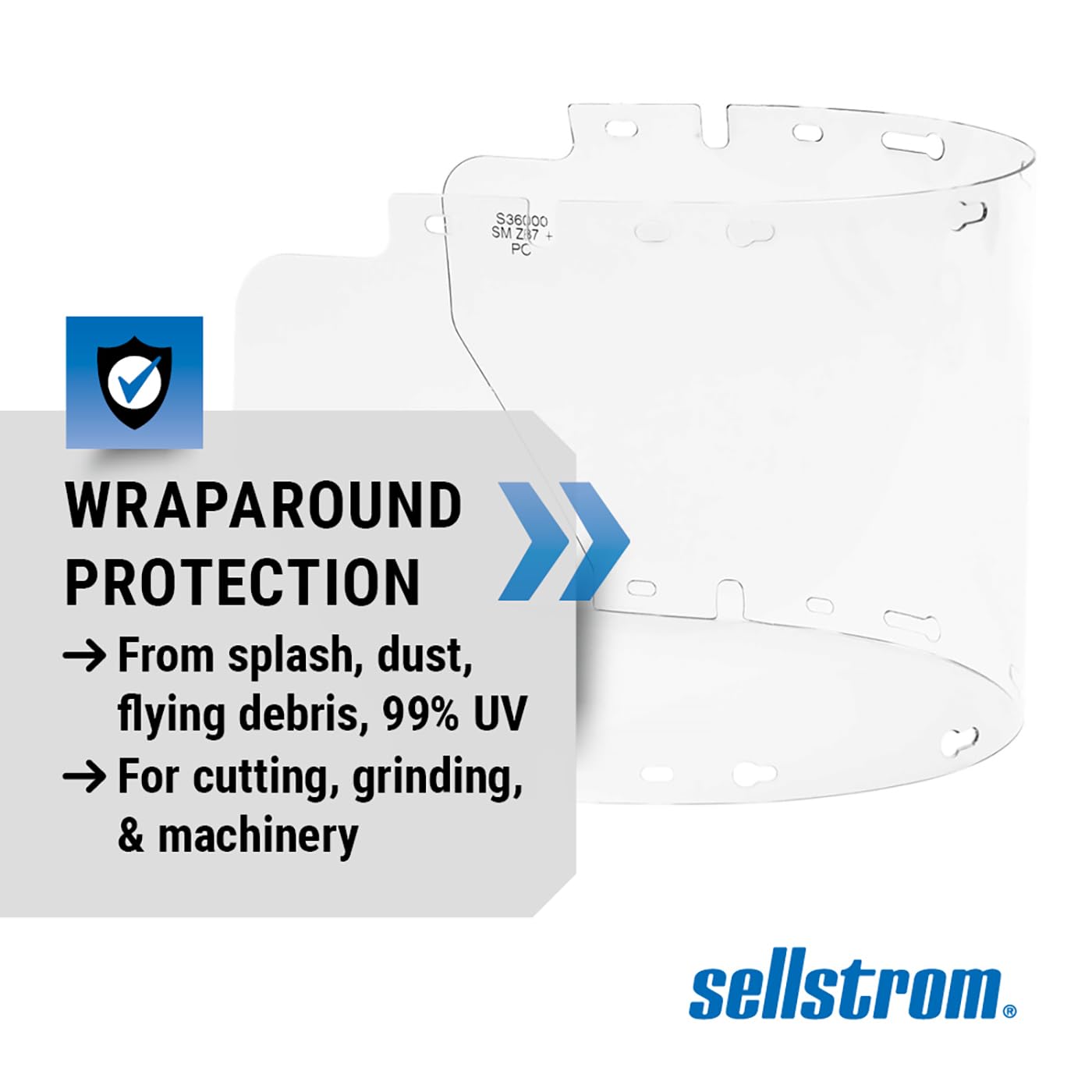 Sellstrom Replacement Polycarbonate Window - for 380 Series Face Shields - ANSI Z87.1