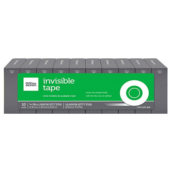 Office Depot Brand Invisible Tape Refills, 3/4in x 1,000in, Pack Of 10