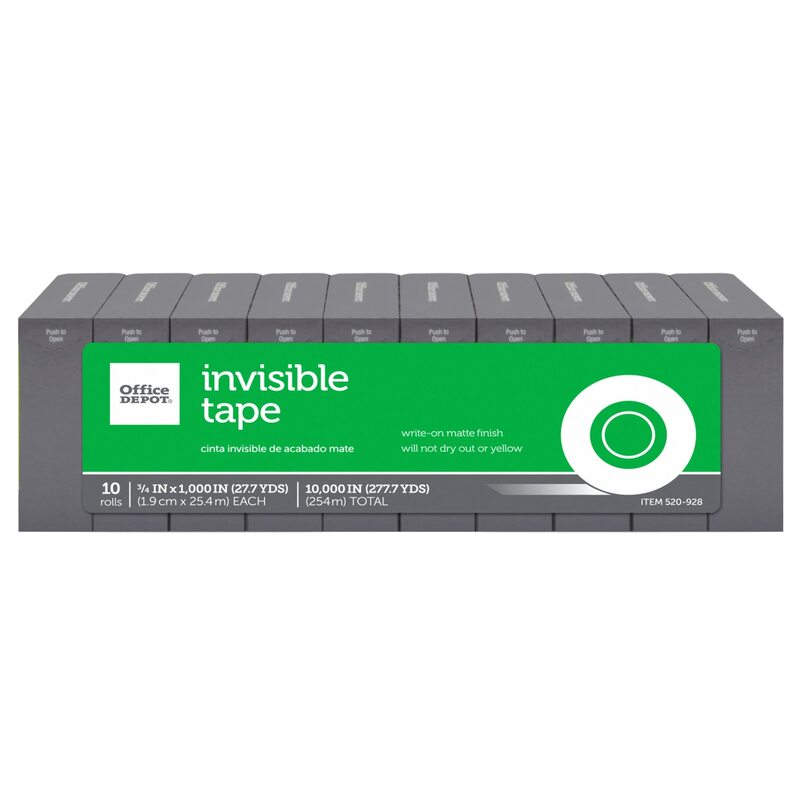 Office Depot Brand Invisible Tape Refills, 3/4in x 1,000in, Pack Of 10