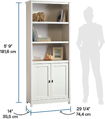 SAUDER Cottage Road 72in Library Bookcase with Doors and Adjustable Shelves